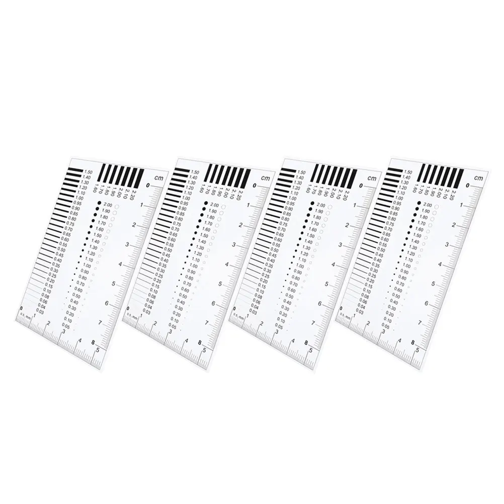 4 قطعة حاكم عرض الكراك أداة قياس بلاستيكية شفافة لخط كشف العيوب فحص سمك مقياس متعدد الوظائف