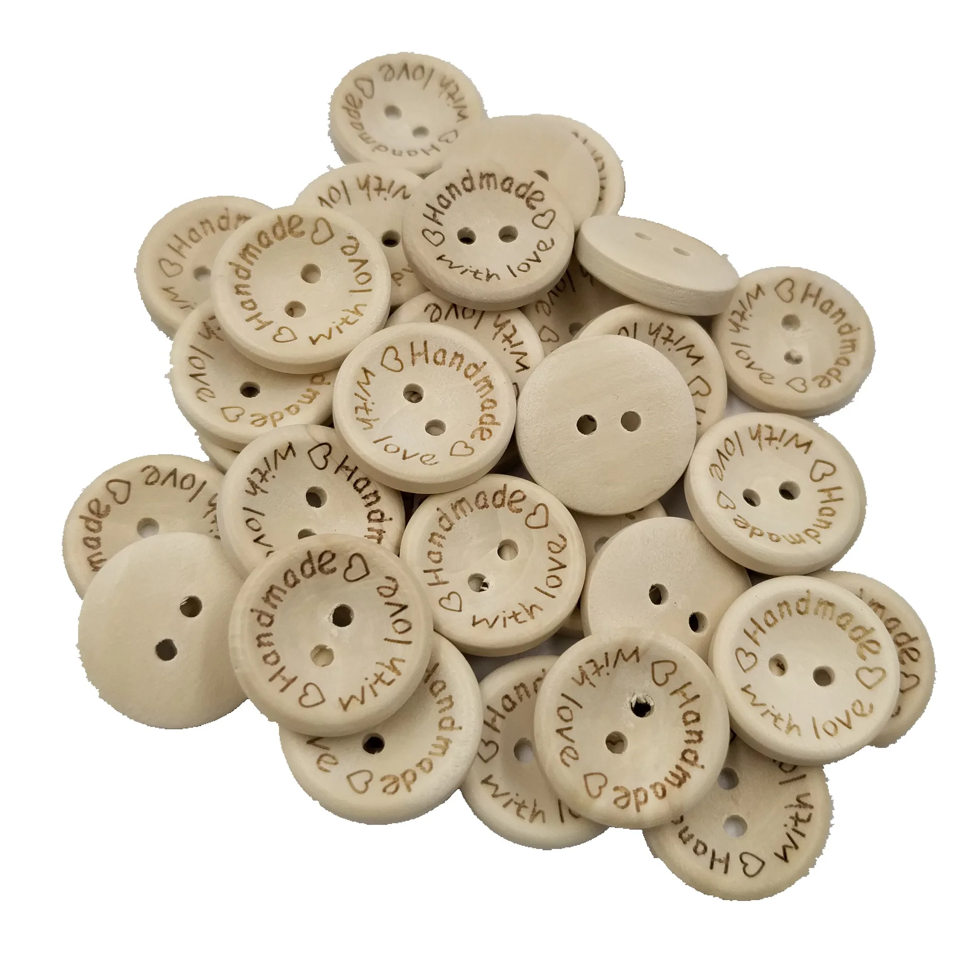 15Mm /20mm /25mm handmade with love withlove wooden buttons