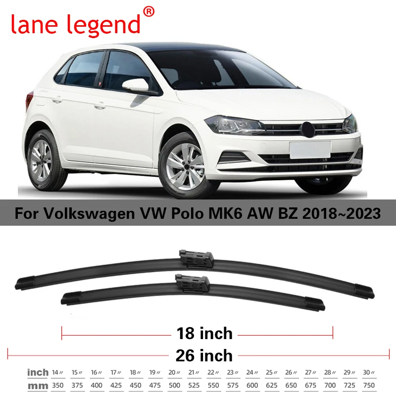 Voor Volkswagen Vw Polo Mk6 Aw Bz 2018 ~ 2023 Achterruit Voorruit Set Ruitenwisserbladen Reinigingsaccessoire Hatchback