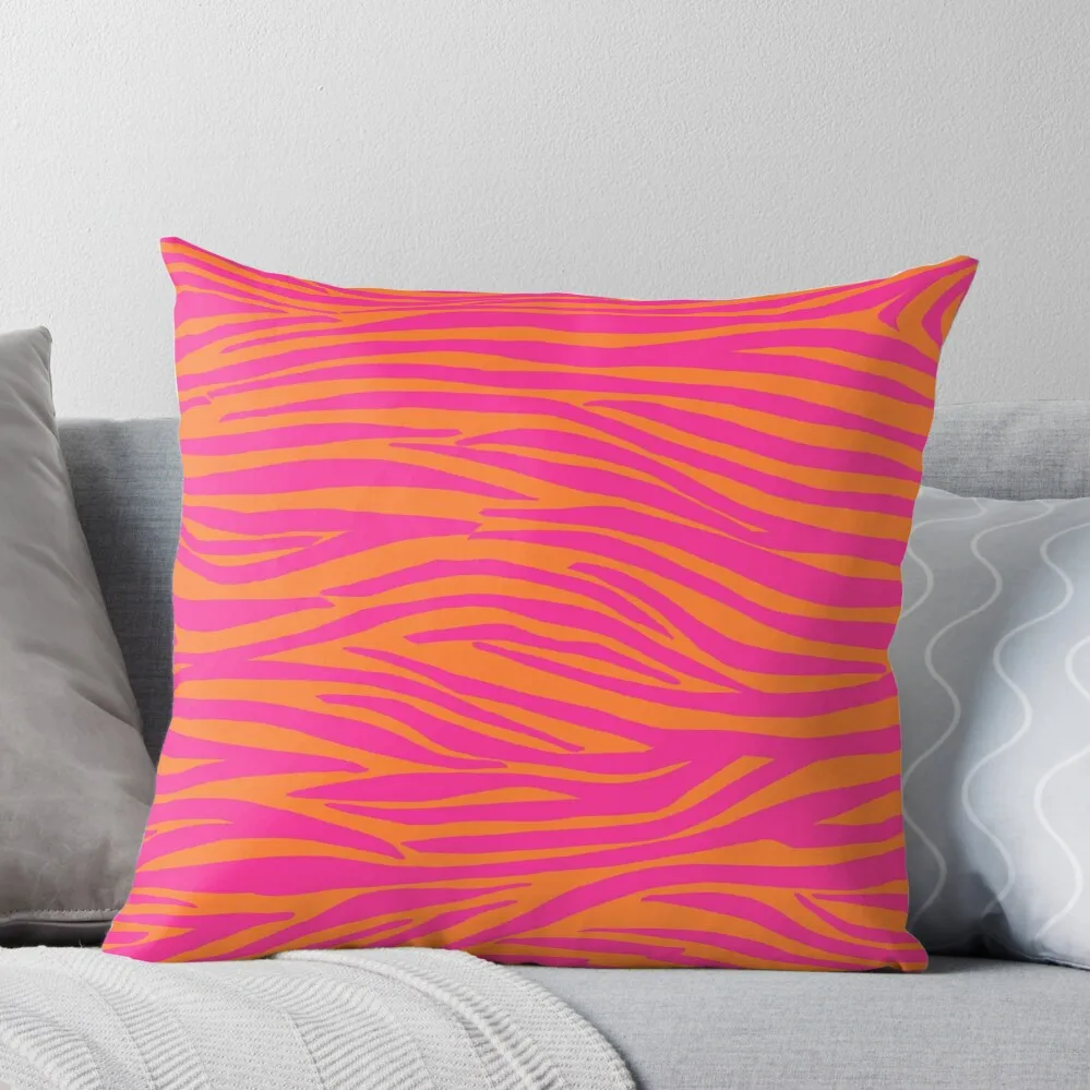 

Pink and Orange Zebra Stripes Throw Pillow Pillows Aesthetic christmas supplies Decorative Cushion Cover Elastic Cover For Sofa