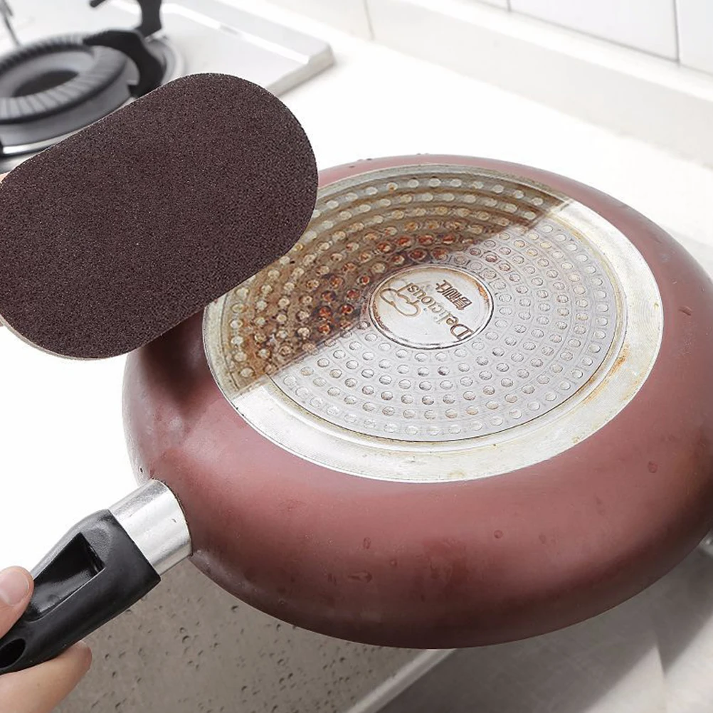 

2pcs Emery Sponge Scrubber Heavy Duty Cleaning Pad Kitchen Strong Decontamination Powerful Scouring Surface For Tableware