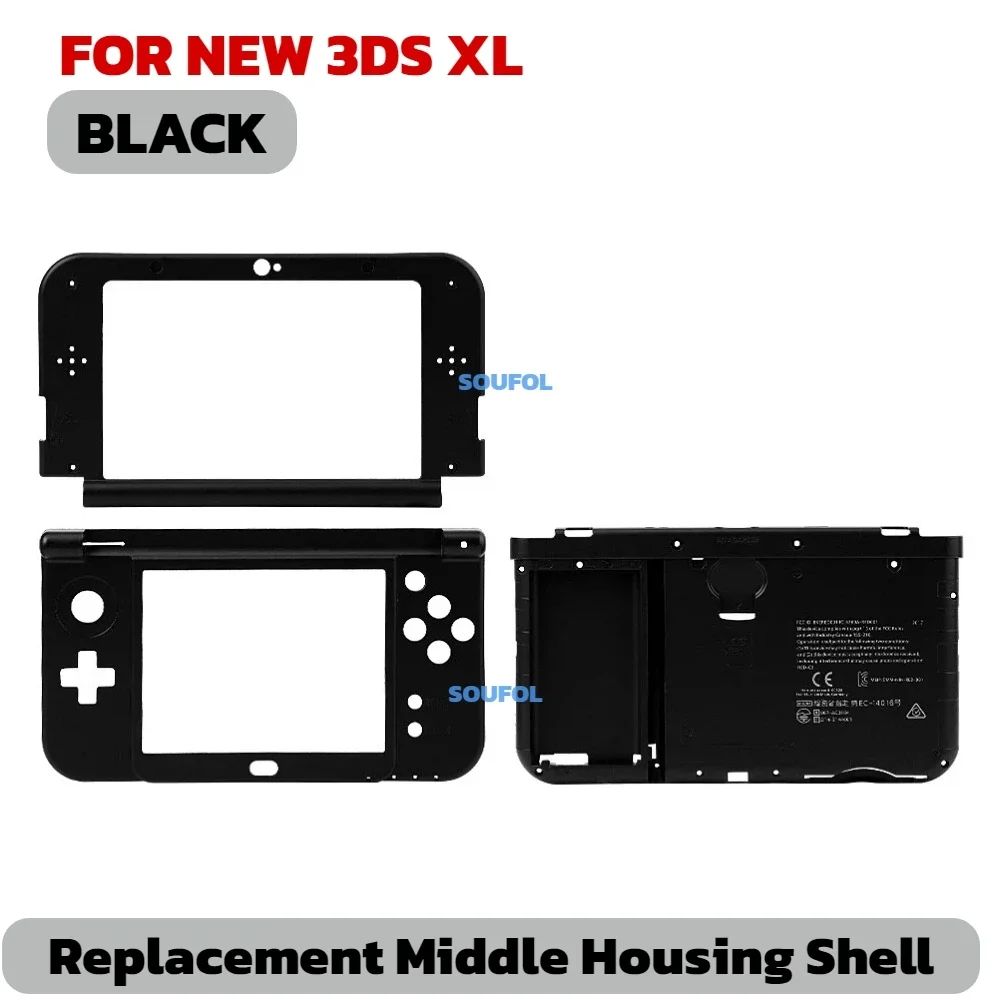 For NEW 3DS XL Replacement Case Housing Shell Kit, ABXY Full Set Buttons And Middle Frame Faceplate For NEW 3DS LL XL