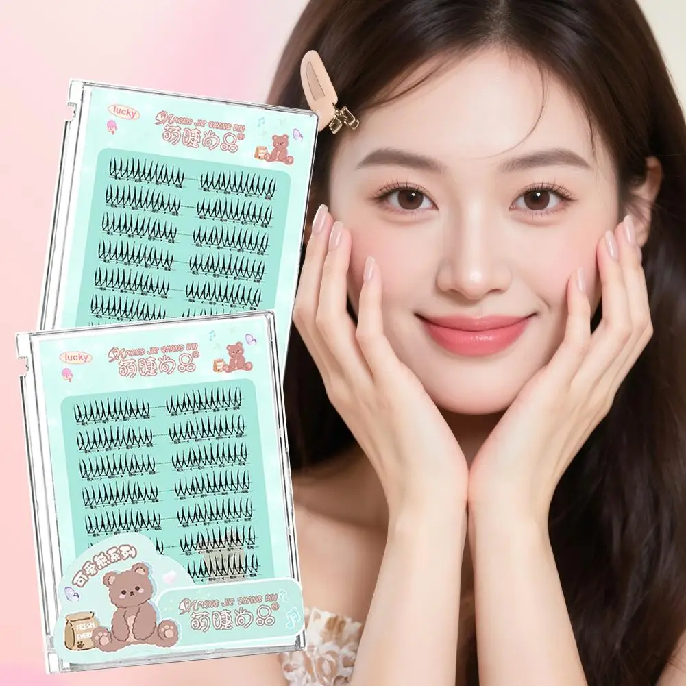 Faux-cils à 8 rangées, Type A, idole coréenne, noirs, tige améliorée ﻿   Cils doux en vison naturel en forme de U R4U3