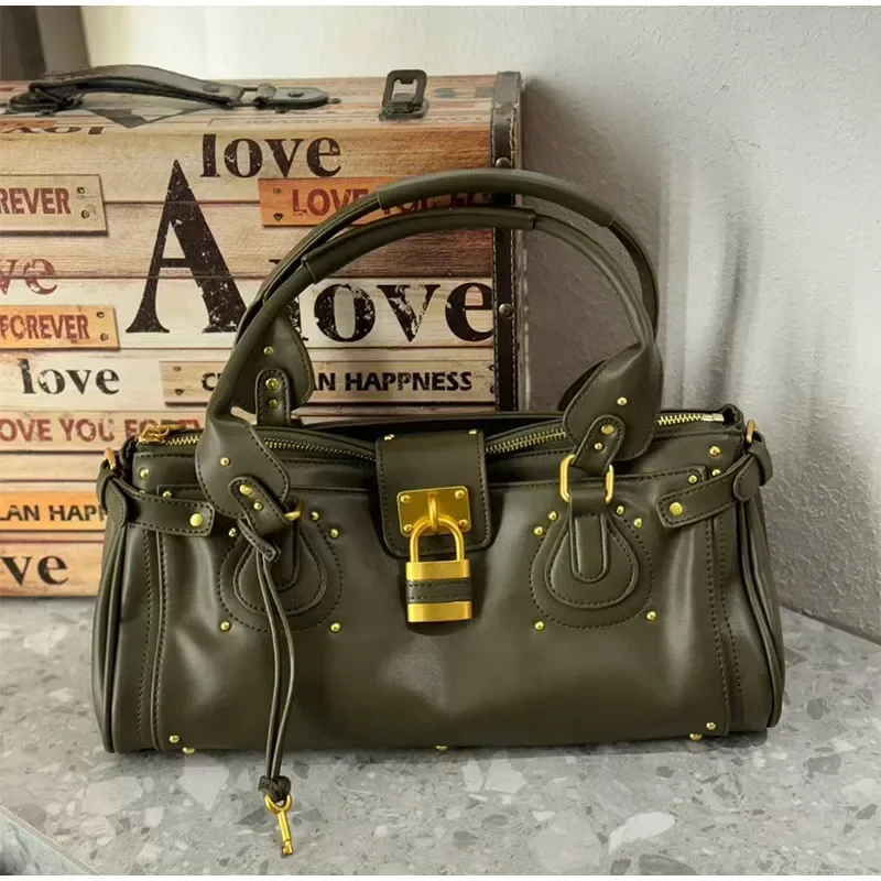 

Винтажная дизайнерская большая сумка с пряжкой и замком, классическая сумка через плечо большой вместимости, модная сумка, роскошная сумка через плечо