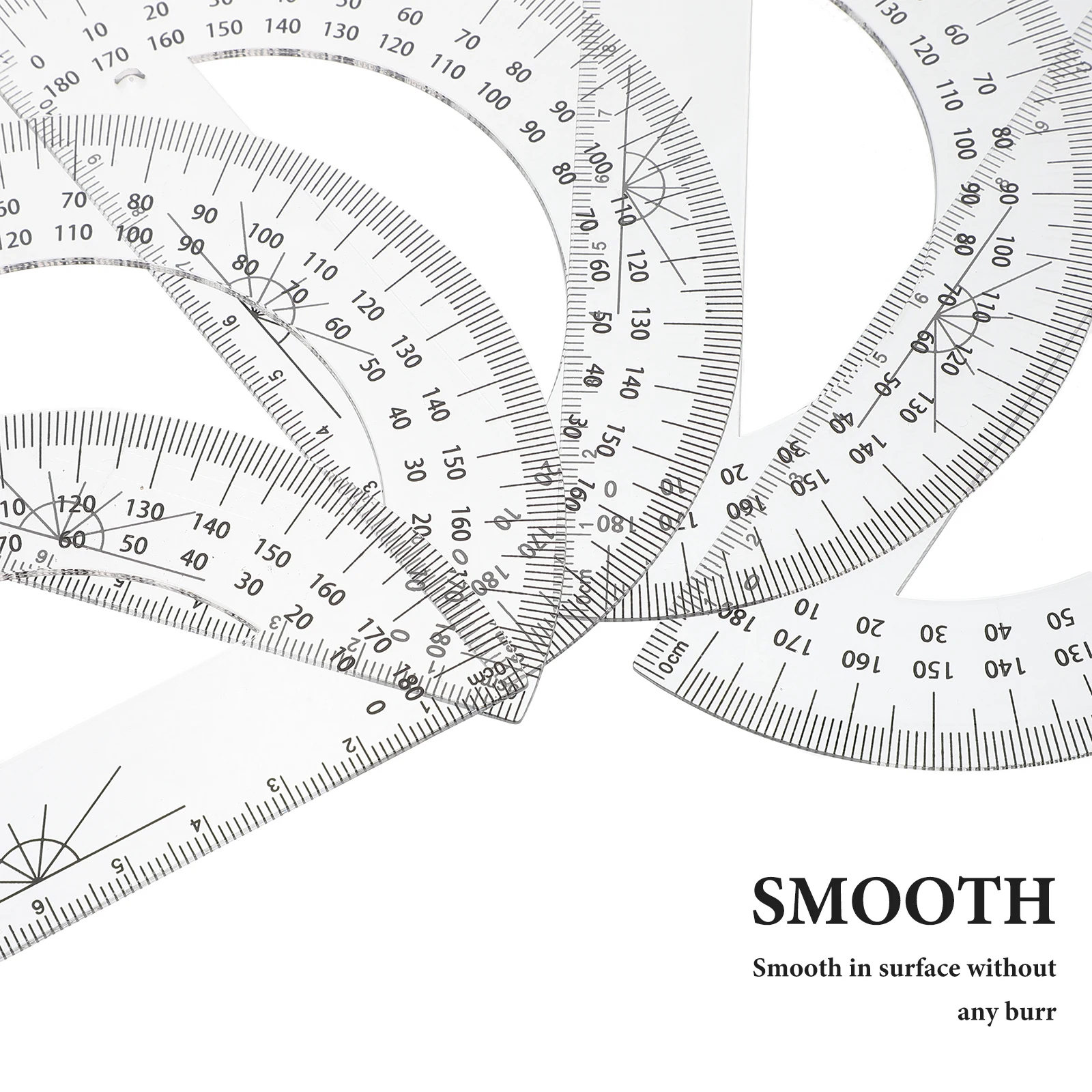 

5pcs Protractor Math Geometry Tool 180 Degrees Plastic Transparent Stationery for Lesson Small Portable Drawing Tools