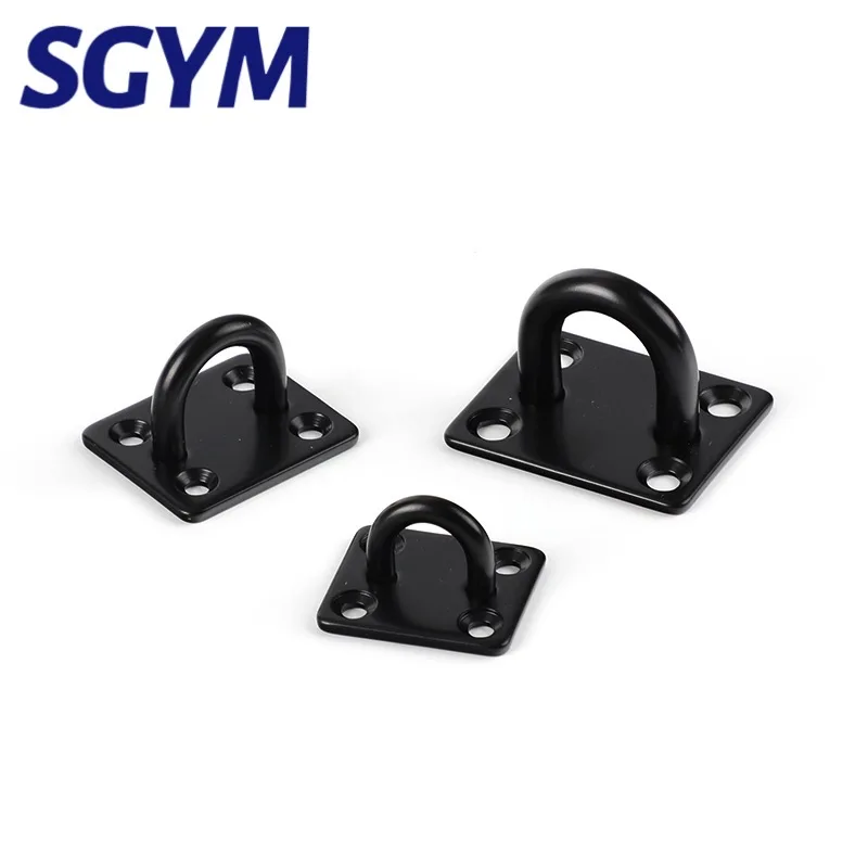 1pcs Black Stap Ring wall Hook Heavy Duty Fixed Pad Eye Plate Deck Door Buckle U-Shaped Heavy Duty Ceiling Mount Hanger