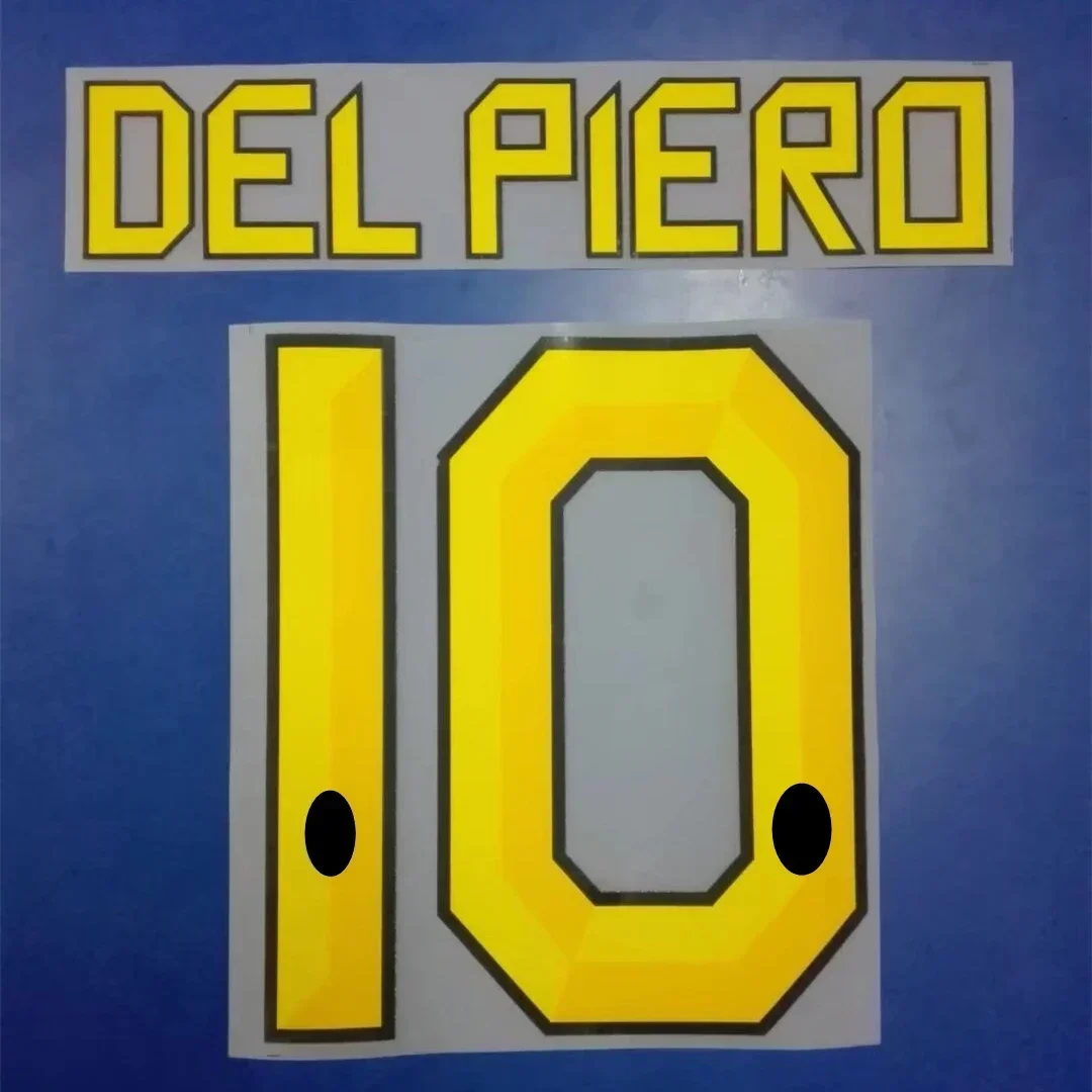 Impresión de fuente con números Super A Retro 2010 2011, Juven del Piero pirlo, parches de estampado en caliente