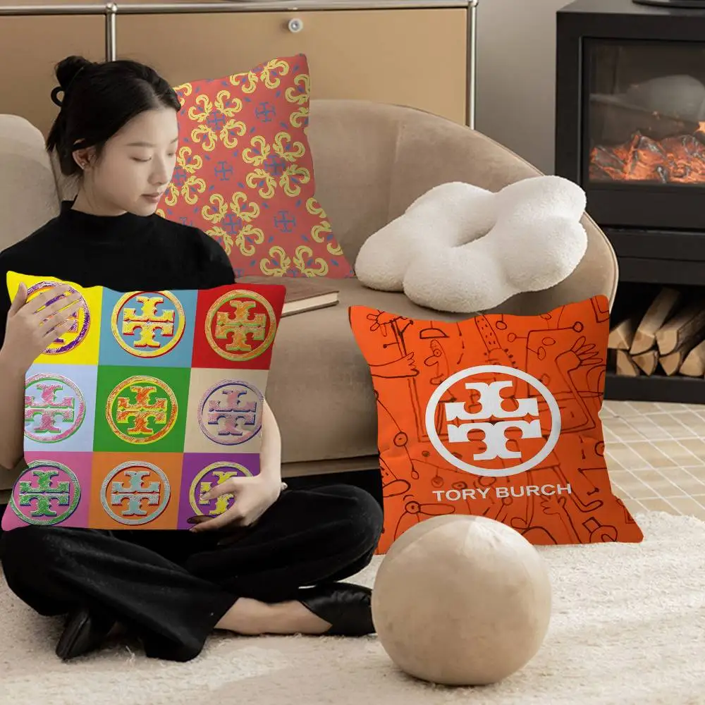 Luxury Brand T-Tory B-Burch Logo Cushion Cover Pillow Cover Decor Pillowcase Printed Cushion Case For Couch