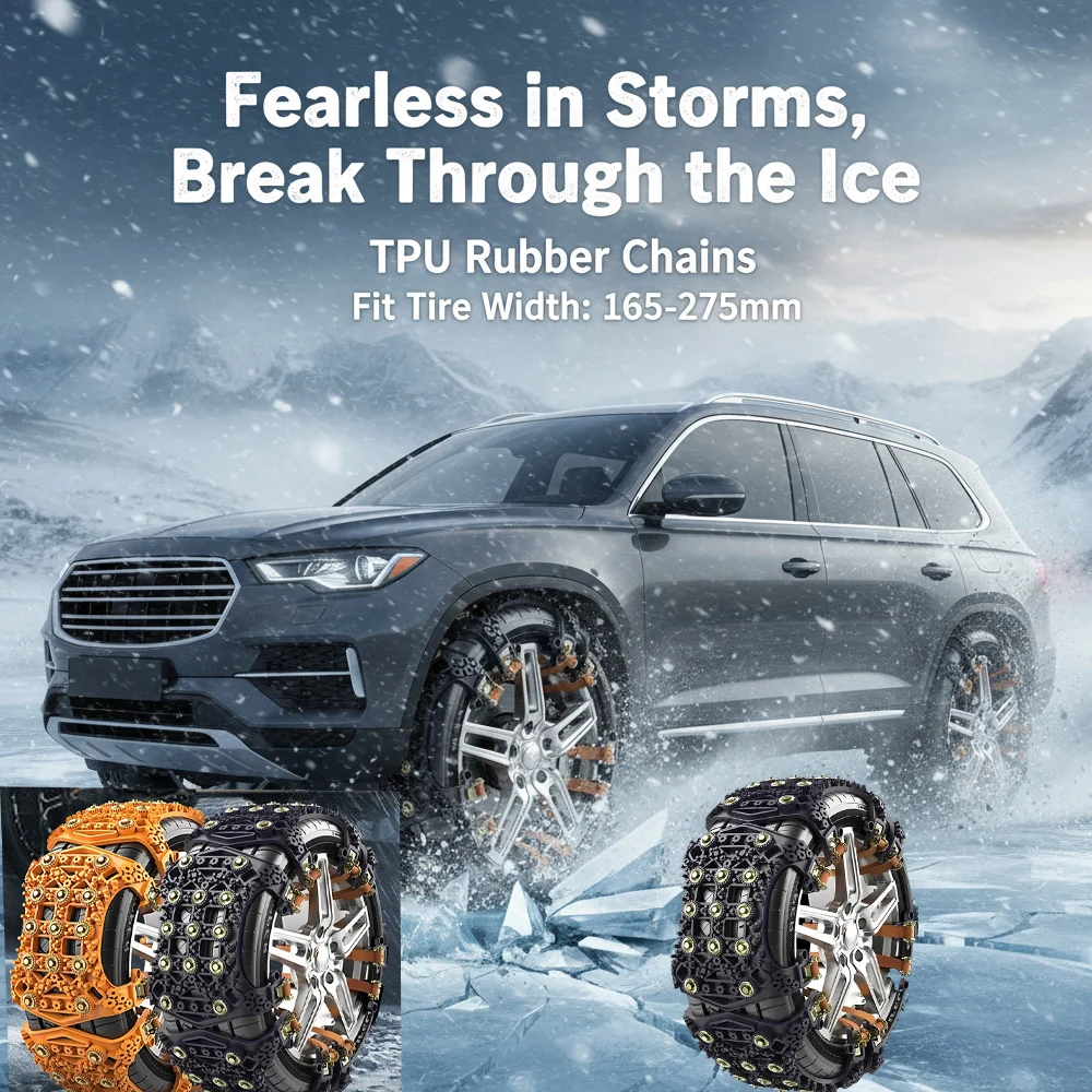 1/6/8Pcs Car Snow Chains Anti-Skid Tire Chains Winter Emergency Thickened Anti Slip Chains for SUV 165-265mm Quick Installation