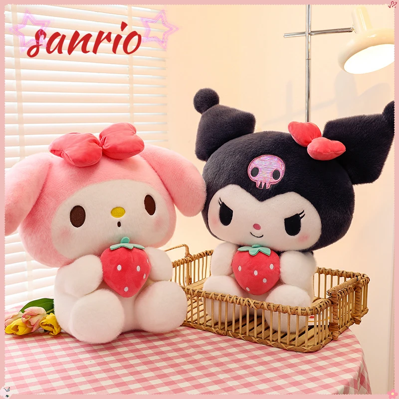 

25 см Kawaii Kuromi плюшевые игрушки куклы Sanrio плюшевые My Melody клубничная серия мультфильм аниме плюшевые украшения милые рождественские подарки