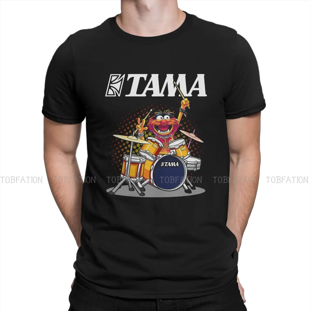 Instruments TShirt for Men ANIMAL DRUMMER TAMA DRUMS Soft Casual Sweatshirts T Shirt High Quality Trendy