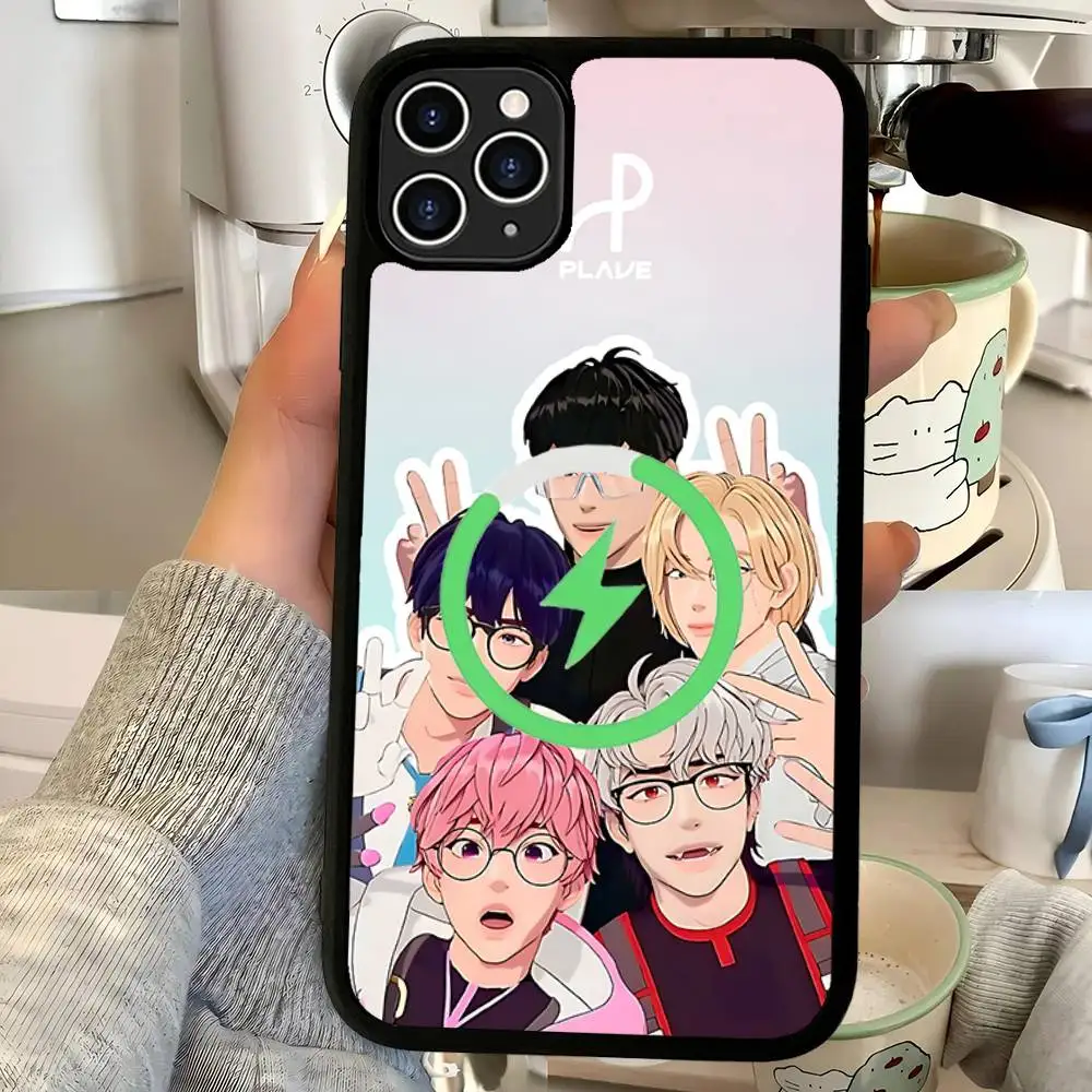 حافظة Kpop P-PLAVES لهاتف Magsafe المغناطيسي لهاتف IPhone 17 Air 16 15 14 13 12 11 Pro Max Plus شحن لاسلكي