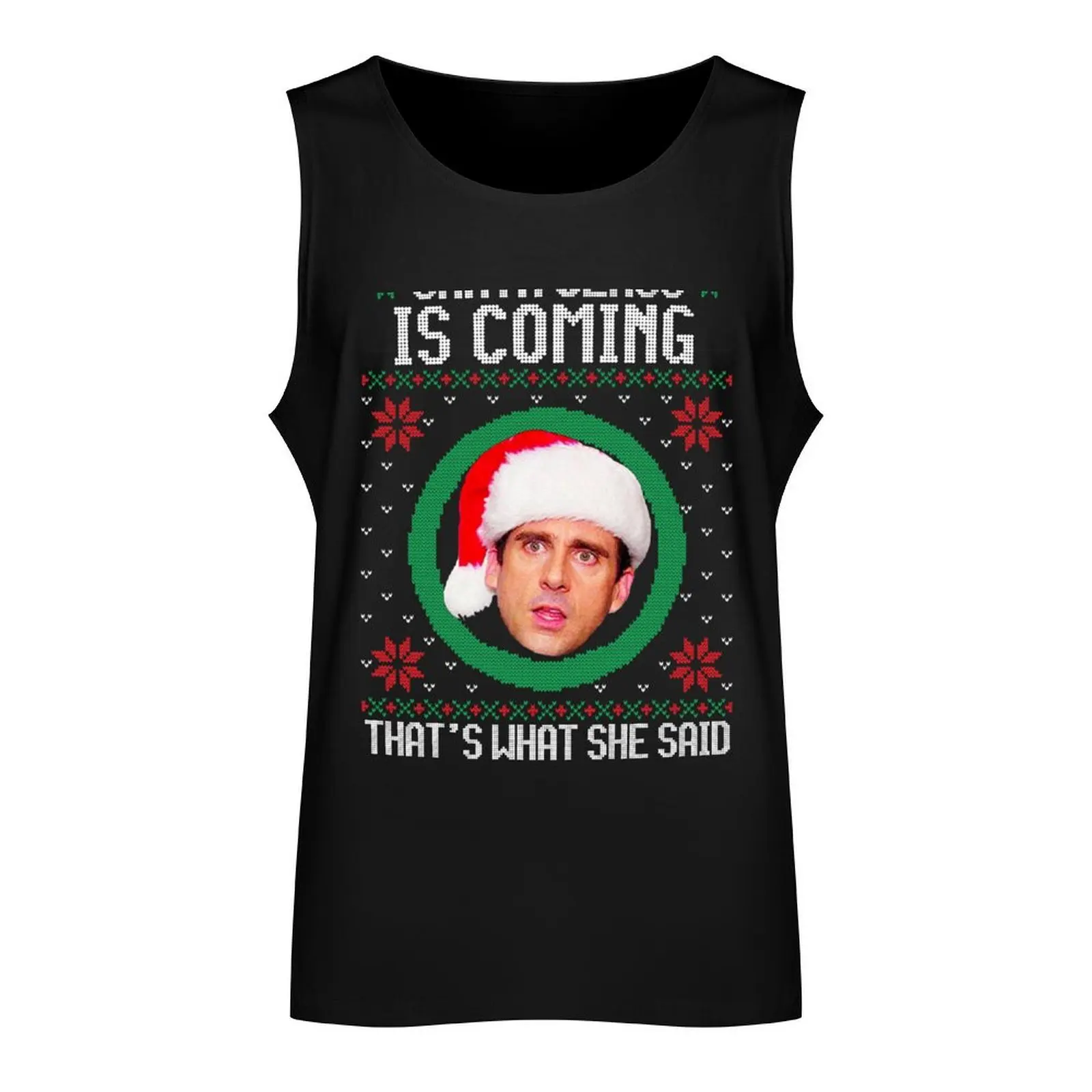 Das Büro Santa Claus kommt, das ist, was sie sagte Tank Top Herren bekleidung Bodybuilding Shirt Weste männlich