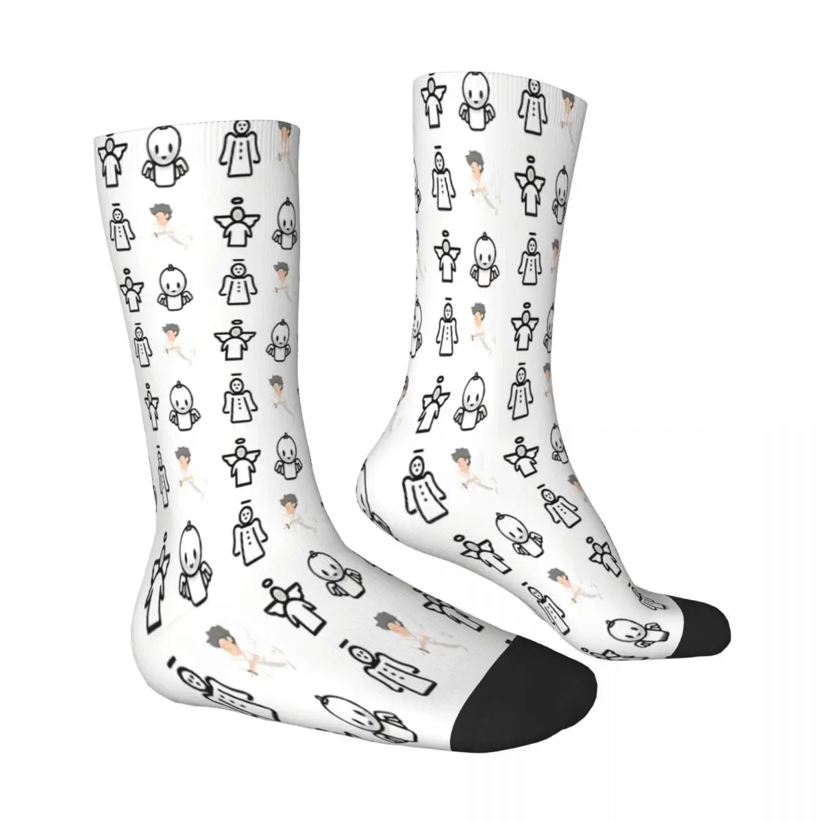 Sticker Angel Socks Male Mens Women Summer Stockings Printed