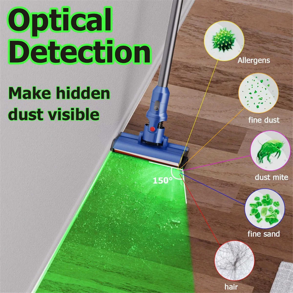 مكنسة كهربائية عالمية مع مصباح ليد ، شاشة عرض للغبار ، إضاءة ، غبار ، مخفي ، مرفقات ، شعر حيوانات أليفة ، 4 4.5