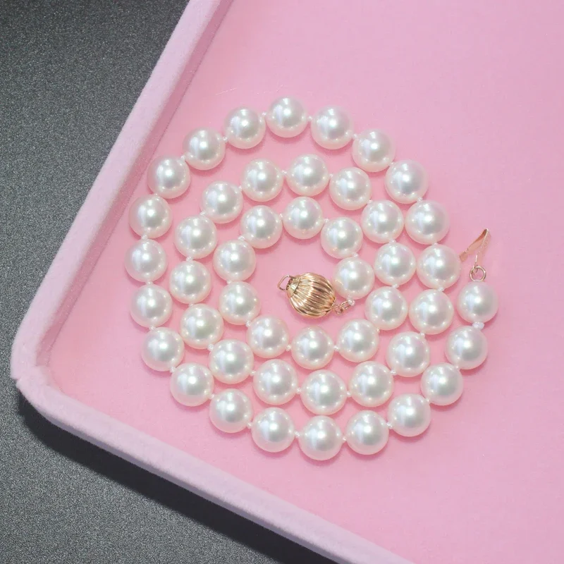 925 silver real natural big 9-10mm Akoya pearl necklace round seawater pearl necklace light 5230 send mom collares anime