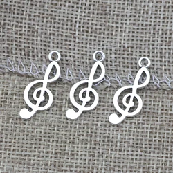 30pcs/lot 10*25mm Antique Silver Color Musicnote Charm For Jewelry DIY Making Handmade Double Pattern Music Note Charm Pendant