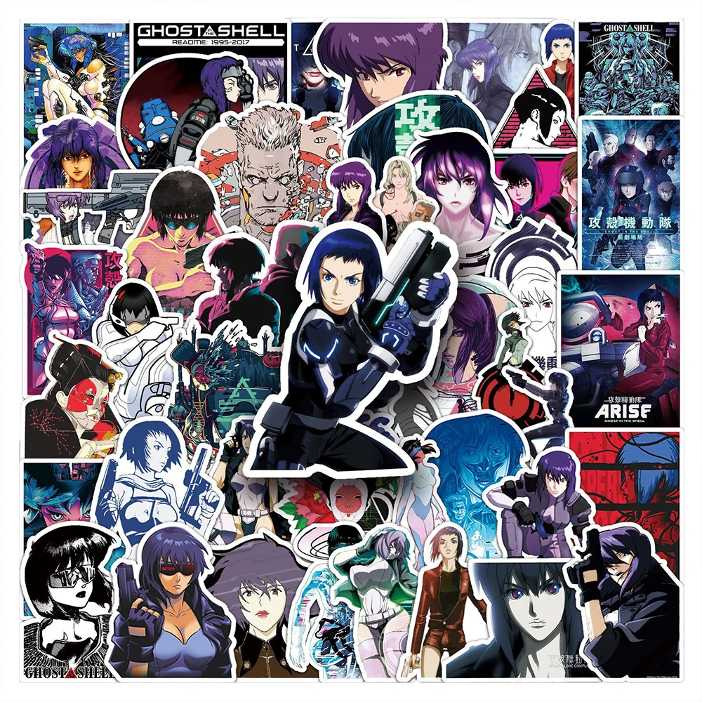 10/30/51 buah stiker Anime hantu di cangkang stiker kartun Kusanagi Motoko sepeda motor Laptop ponsel klasik keren stiker Manga