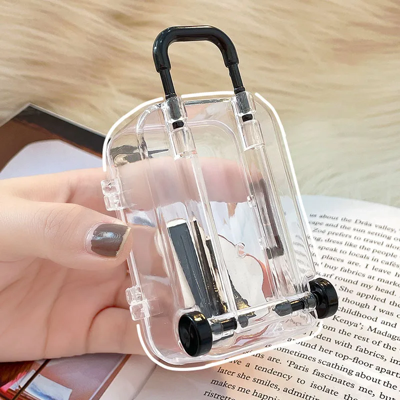 1PC Mini Trolley Luggage For Storing Doll Clothes Shoes Hair accessories Cute Plastic Small Suitcase Box Dollhouse Decoration