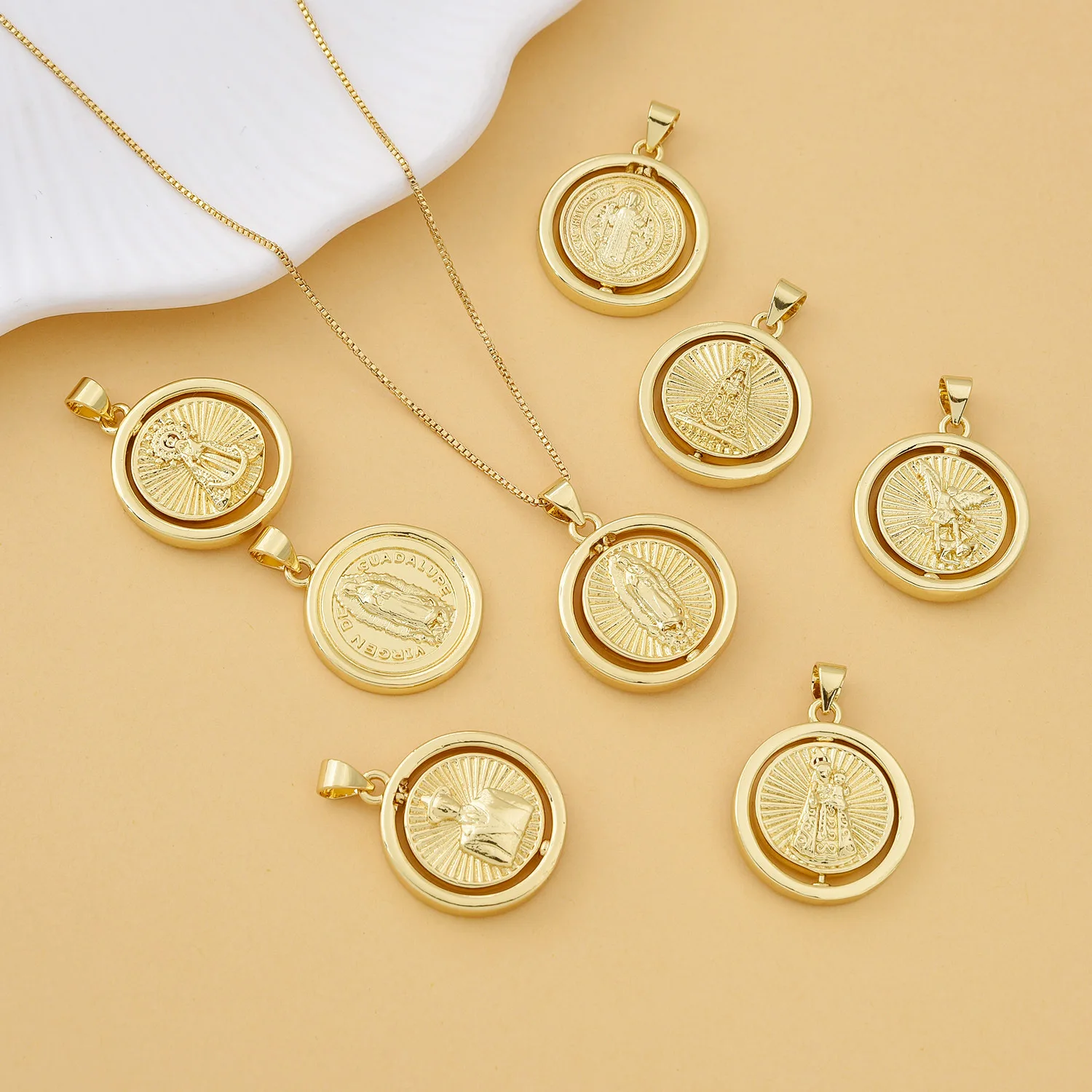 5 Pieces of Europe and The United States Virgin of Guadalupe Necklace Pendant Accessories DIY Jewelry Making Materials Wholesale