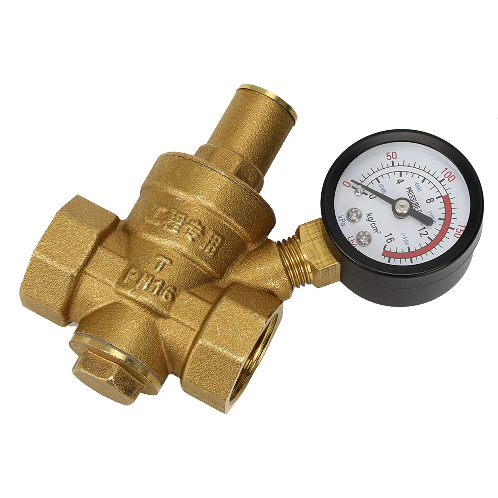 DN20 Pressure Meter Brass Adjustable Water Pressure Regulator Reducer with Gauge Meter