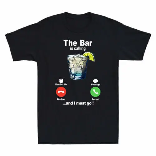 The Bar Is Calling And I Must Go Cocktail Lovers Gift Retro Men's Cotton T-Shirt