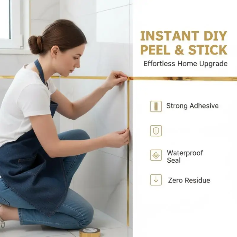 50M Tile Crevice Waterproof Sealant Tape Self Adhesive Anti Mold Strip for Bathtub Edge Sealing Leak Proof Home Use