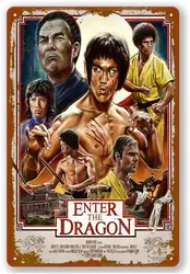 Enter The Dragon Movie Poster Vintage Metal Tin Sign Home Cafe Bar Pub Wall Decor Gift 8X13 Inch