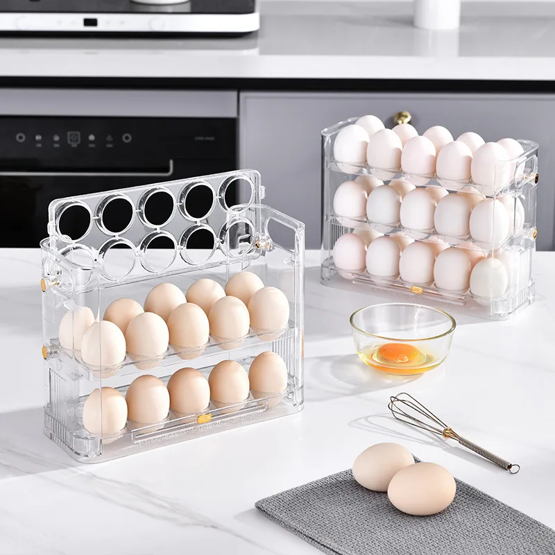 

1Pcs High-capacity Multilayer Egg Storage Box Refrigerator Side Door Egg Holder Save Space Kitchen Specific Storage Egg Tray