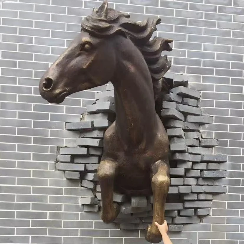 Different metal styles wall-mounted brass horse head decoration