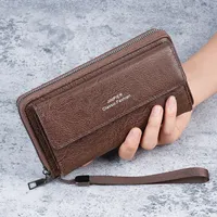 Large Capacity Casual Long Men's Wallet PU Leather Multi-Card Slot Mobile Phone Coin Purse Handheld Bag