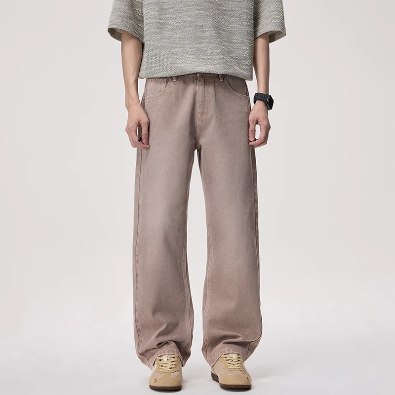 

2026 Spring Cleanfit Loose Straight Jeans Business Casual Multi-Color Khaki 100% Cotton Streetwear Premium Denim Pants