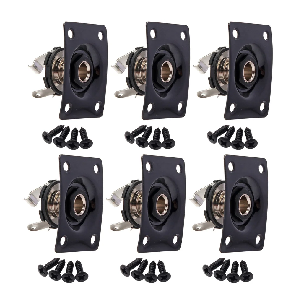 

1Set Guitar Output Jack Plate Black Rectangular Metal Electric Guitar Bass Stable Signal Audio Socket Replacement Parts