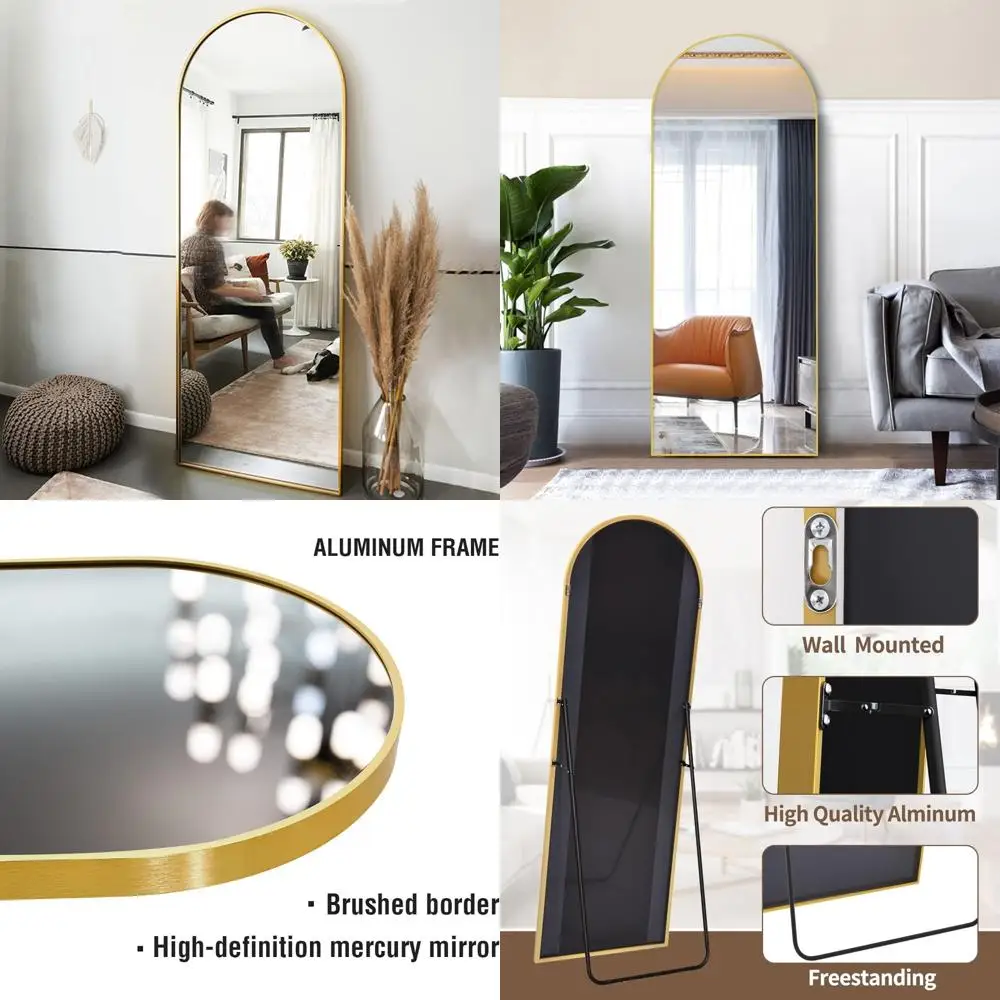 

Arched Full Body Mirror 65x22, Wall Mounted or Freestanding, Bedroom Living Room Decor, Large Arch Mirror