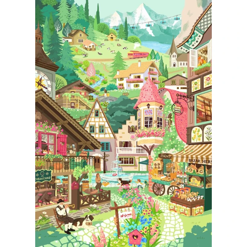 DIY Fairy Tale Mountain Town Diamond Painting, Eye-catching Illustration Art For Living Room Wall Decoration Exquisite Gift
