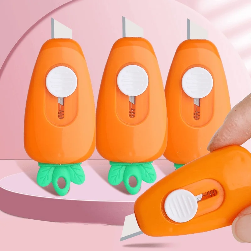 Lindo cuchillo de bolsillo de zanahoria, caja Express, cortador de papel, arte, envoltura artesanal, Mini cortador de papel portátil, papelería para oficina y escuela