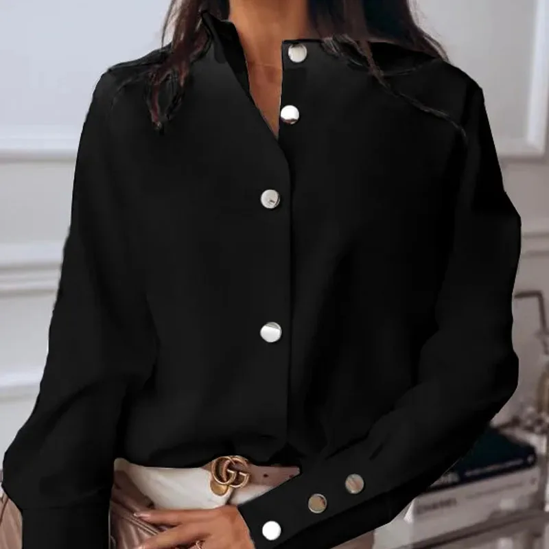 

Fashion White Black Long Sleeve Women Shirt Blouse O-Neck Shirt Blouse Women Tops Camisas Blouses Camisas De Mujer Blusas Q890