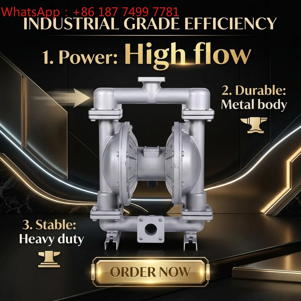 JB QBY25 304 Stainless Steel Pneumatic Diaphragm Pump High Flow for Wastewater Treatment Fully Automatic Control Oil Gas