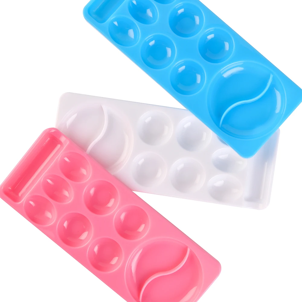 Paleta de colores para decoración de uñas, 10 rejillas, plástico, esmalte de uñas en Gel, pintura, bandeja de placa mezcladora de colores con soporte para pinceles, herramienta de pintura DIY, 1 ud.