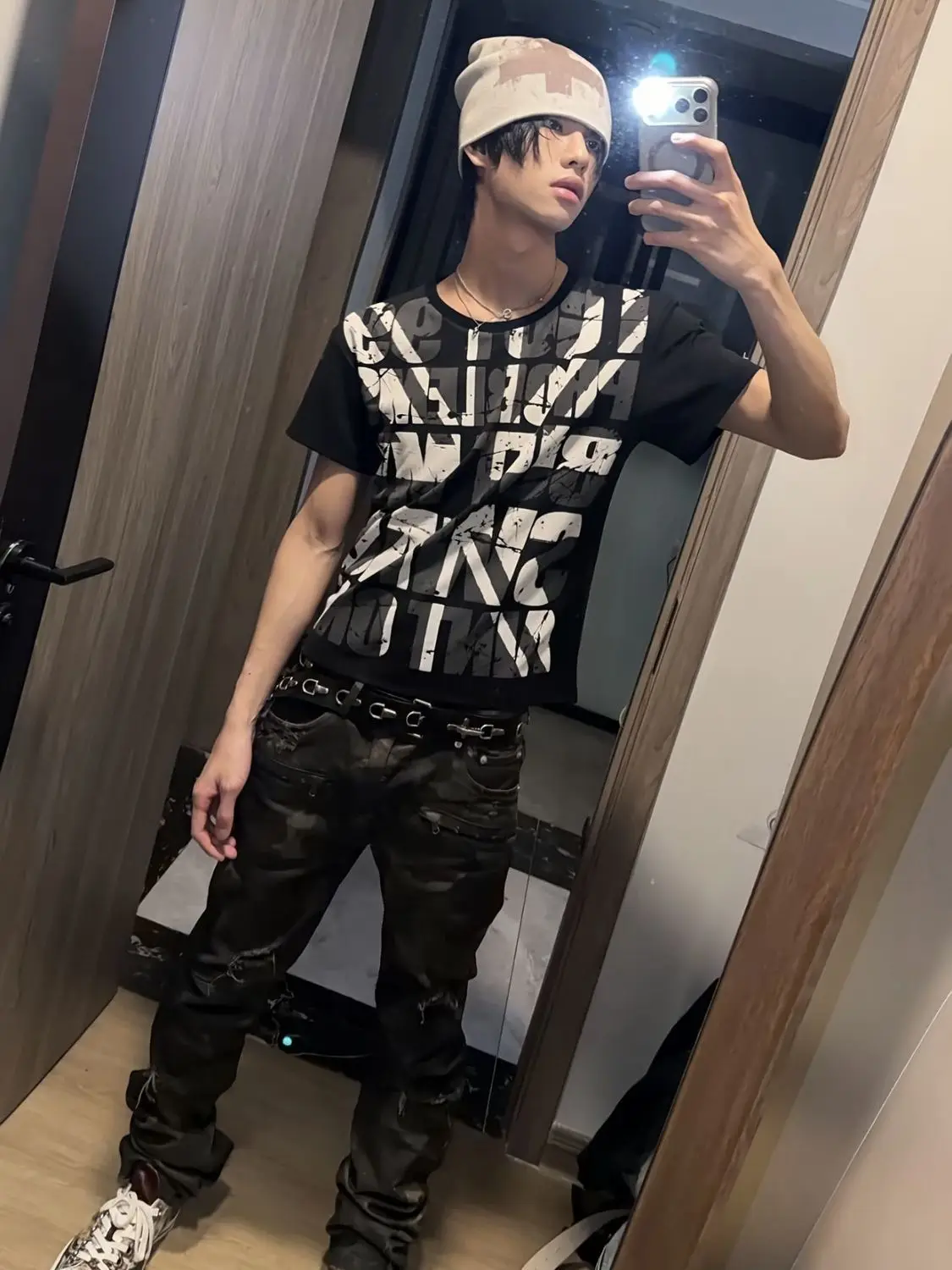 Jack flag black and gray slogan front shoulder fit short-sleeved T-shirt men's and women's street light Asian summer y2k top