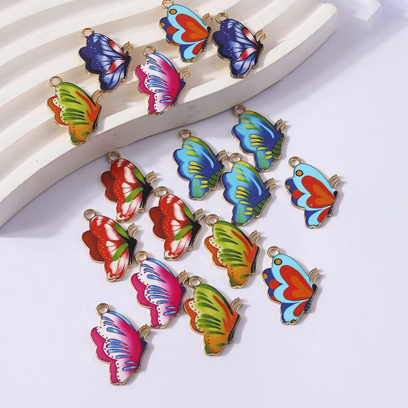 10 Stück 16x34mm Niedliche Bunte Emaille Fliegende Schmetterling-Anhänger für Schmuckherstellung, Halsketten, Ohrringe, DIY-Bastelzubehör – Detail 9