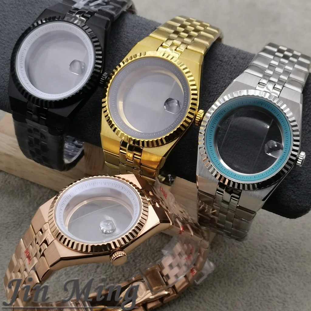 

40mm Silver/Black/Gold/Rose Land-Dweller Watch Case With 904L Strap Sapphire Glass Fit NH35 Movement Watch Accessories