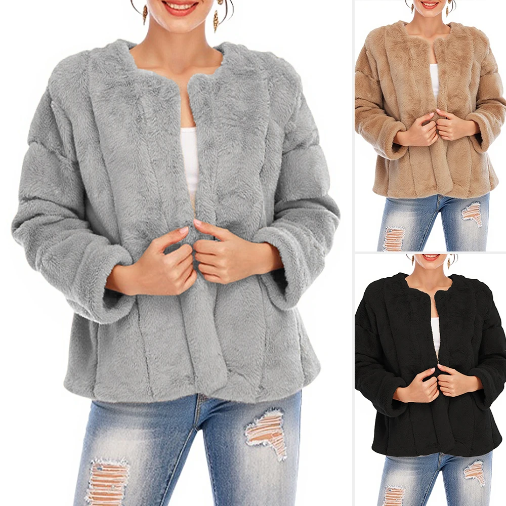 

2025 New Trendy Glamorous Faux Fur Coat Long Sleeve Loose Fit for New Year Party Winter Elegant Warm Outerwear Fashionable