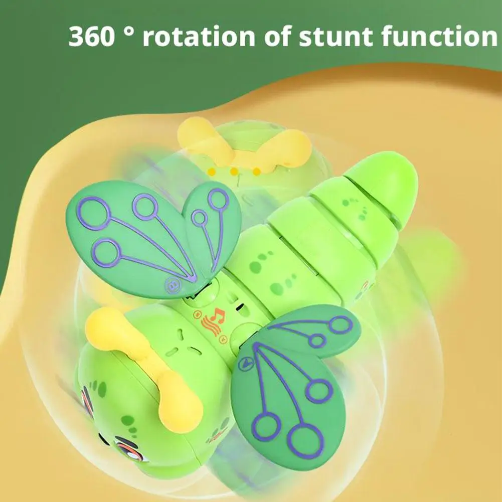 Cute Caterpillar With Color Light Dynamic Music Electric Toy Twist Crawling Rotating Cartoon Caterpillar Children's Birthday Gif