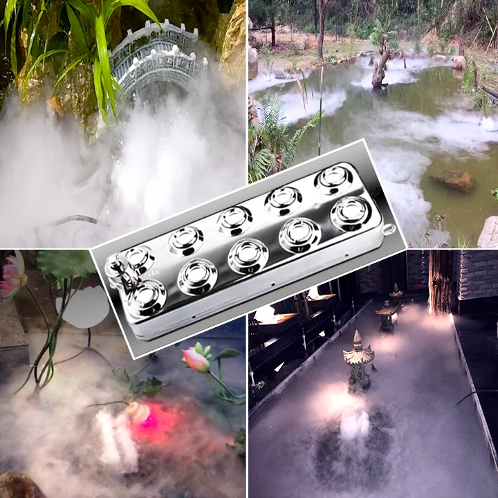 Industrial DC48V 10 Head Atomization Plate Landscape Rockery Pool Atomizer Ultrasonic Air Humidifier Nozzle Without Power Supply