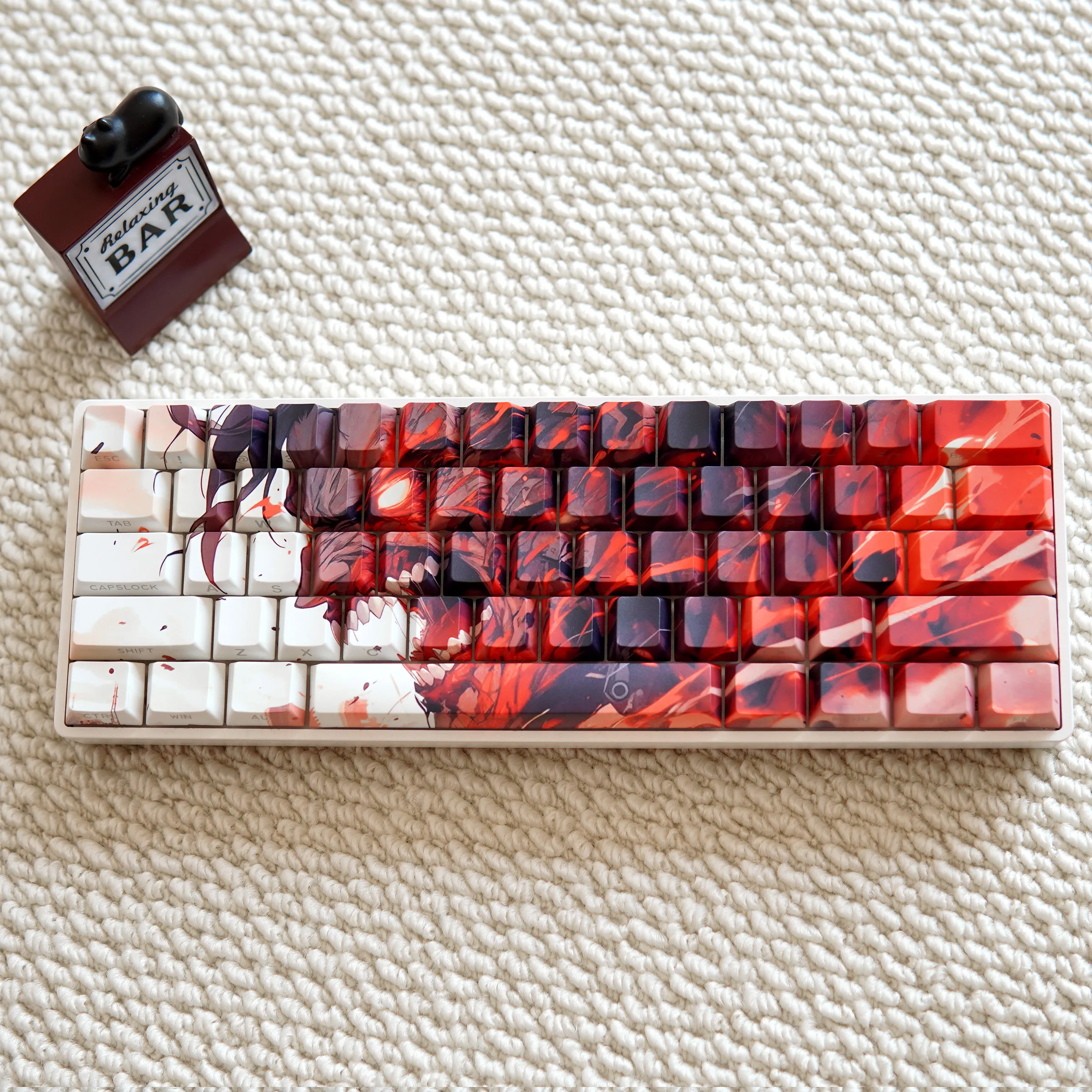 ATTACK ON TITAN Keycaps Red Versatile Cherry PBT Side Engraved Light-transmitting Five-sided Sublimation High-quality Key Cap
