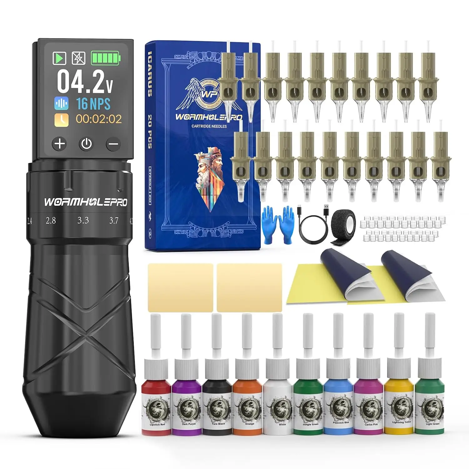 

Профессиональный беспроводной тату-набор с бесщеточным мотором, аккумулятором 2300 мАч, регулируемым ходом и режимами для художников