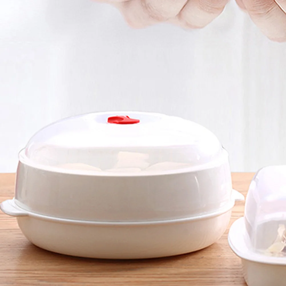 Microwave Steamer Steamed Plate Practical Fish Containers for Food with Clear Lid Microwaves Steaming