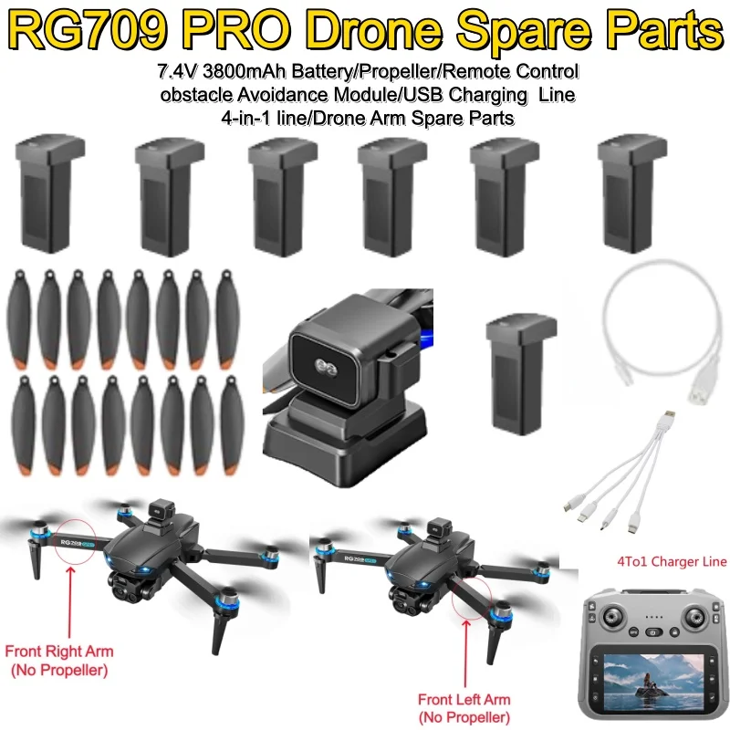 

7.4V 3800Mah Battery For RG709 PRO RC Drone Battery Propeller/Obstacle Avoidance /USB Accessories RG709 PRO Remote Control Drone