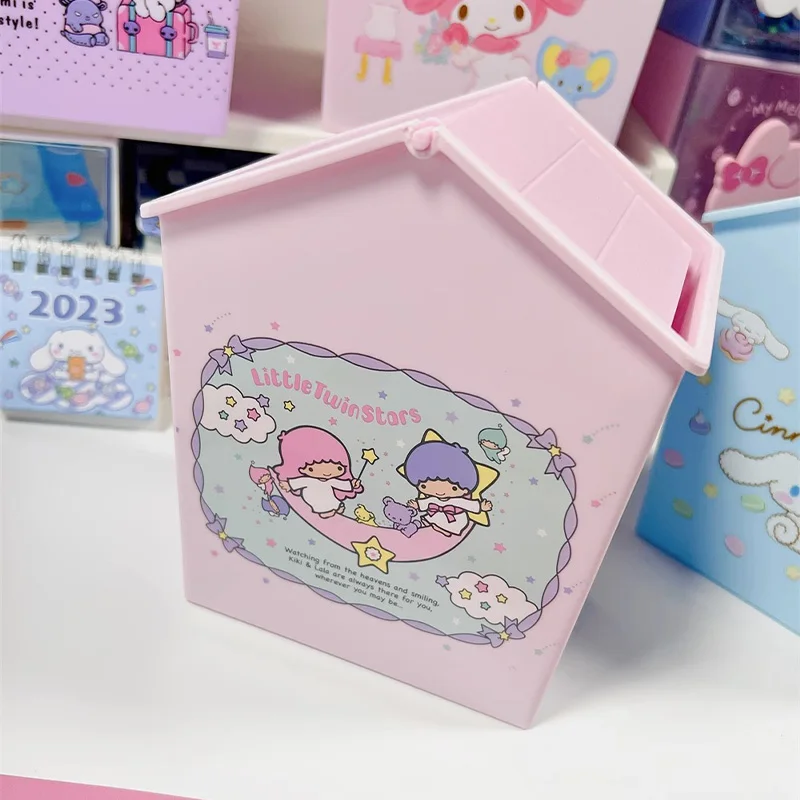 Sanrio Kawaii My Melody Trash Can Kuromi Cinnamoroll Anime Cartoon Lovely Fashion Creative Living Room Household Tub with Cover